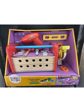Gigglescape Construction Play Set 36-Piece With Electric Drill & Wooden Toolbox